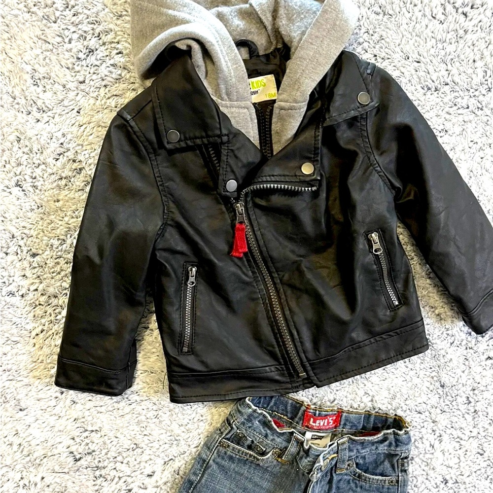 Oshkosh Jacket Size 18 Months Pleather Rocker Motorcycle Jacket